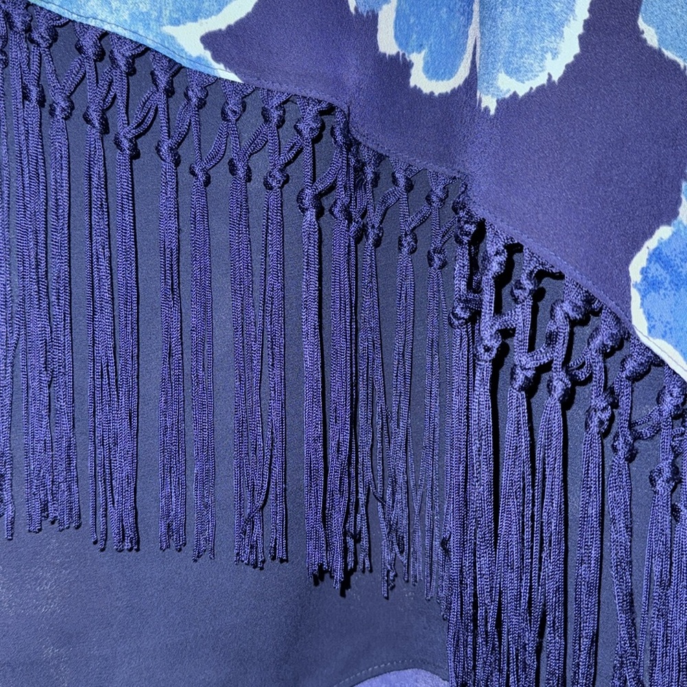 Lauren Ralph Lauren Fringe-Trim Floral Crepe Skirt NWT Faux belt - Picture 14 of 15